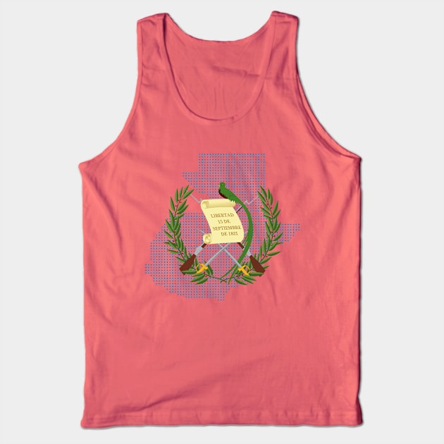 Guatemalan Coat of Arms - Map of Guatemala Tank Top by verde